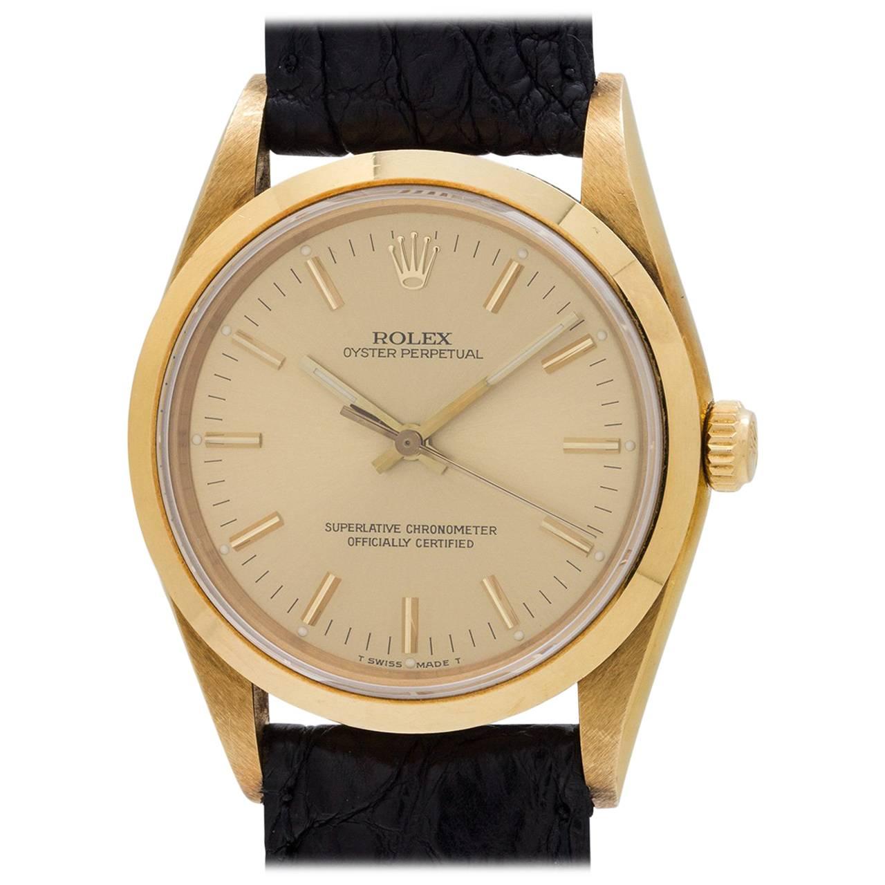 Rolex Yellow Gold Oyster Perpetual self winding Wristwatch, circa 1988