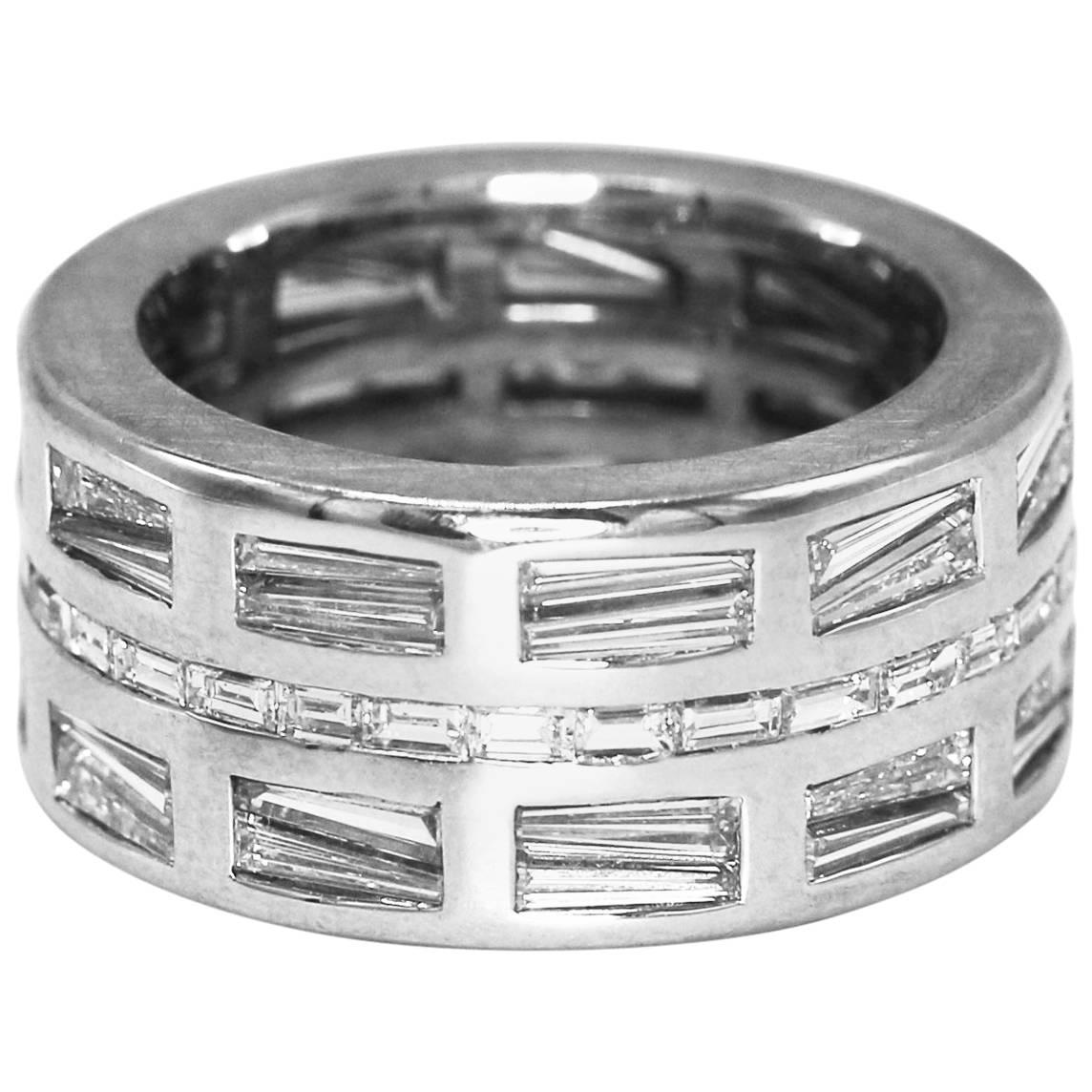 Diamond and White Gold Band Ring