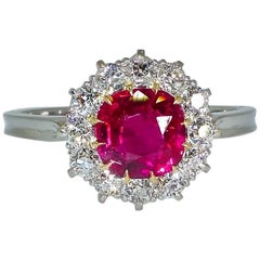 Antique Natural No Heat Burma Ruby and Diamond Ring, circa 1900