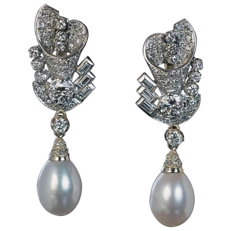 Art Deco Sapphire Diamond Earrings at 1stDibs