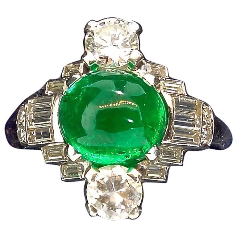 Art Deco Emerald and Diamond Ring, circa 1930