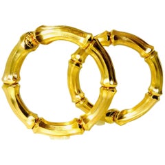 Cartier Large Bamboo 18 Karat Hoop Ear-Clips