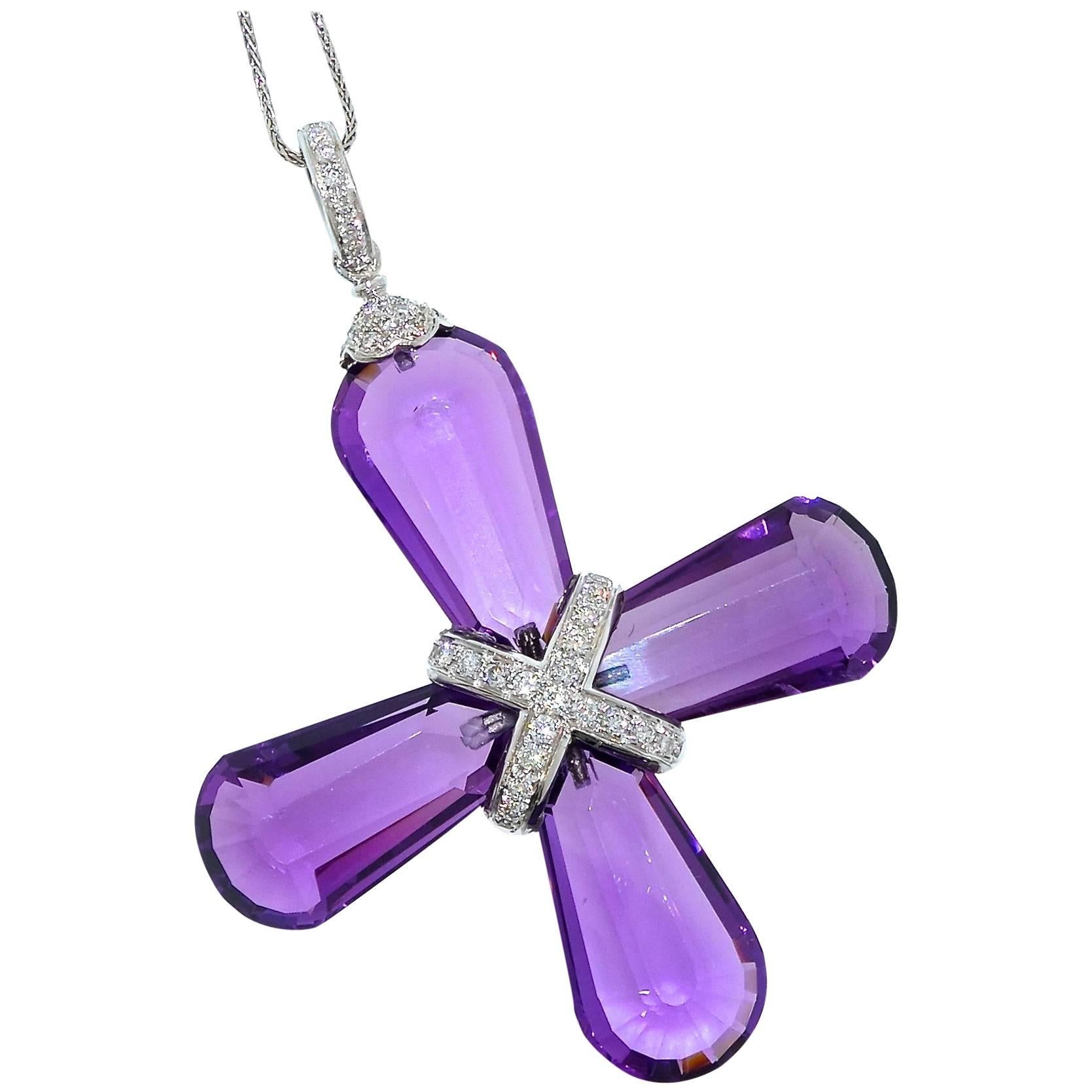 Amethyst, Diamond and Pink Sapphire Necklace