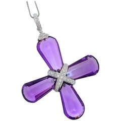 Amethyst, Diamond and Pink Sapphire Necklace