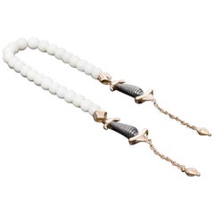 White Sea Shell Rosary with Gold and Silver Details