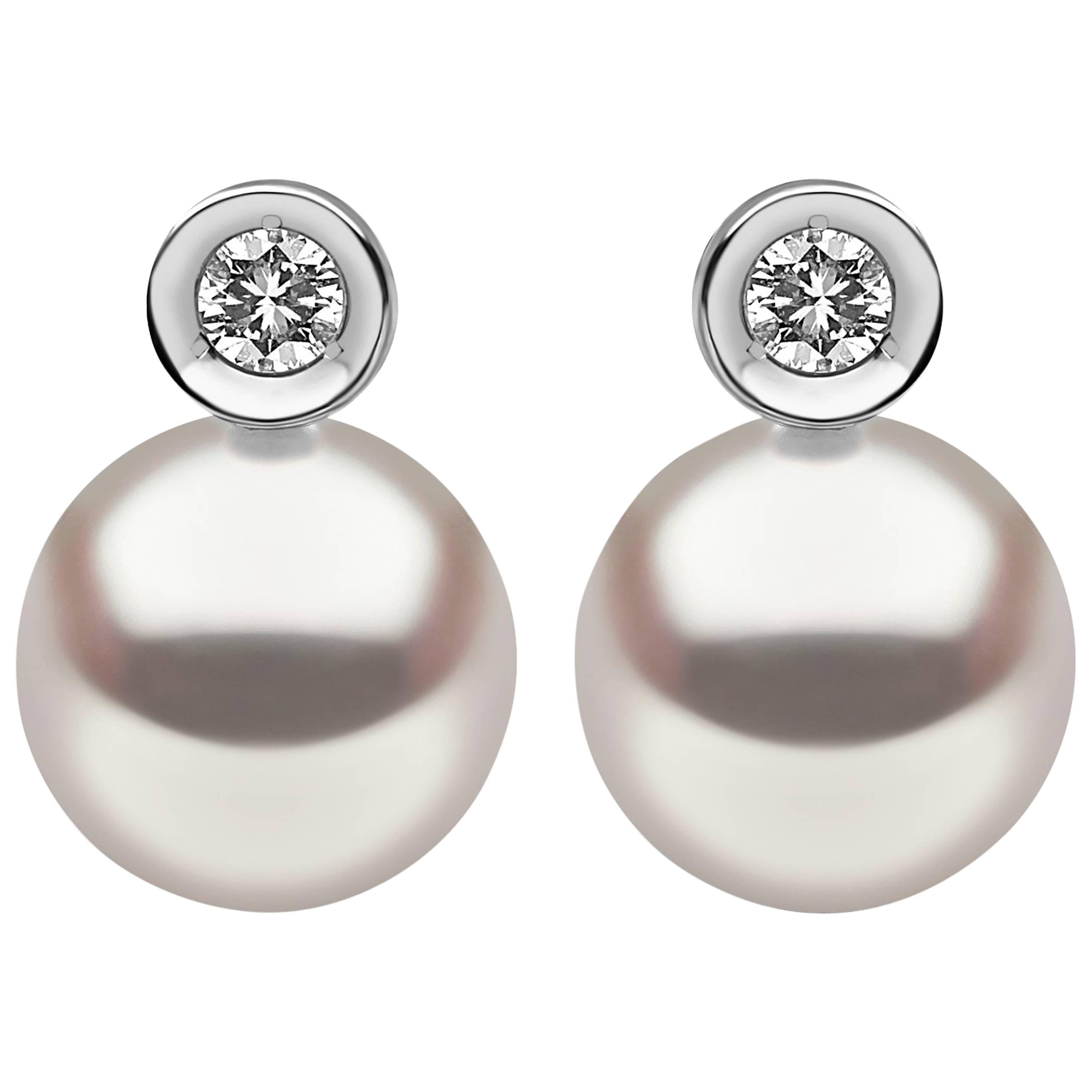 Yoko London Akoya Pearl Earrings in White Gold with White Diamonds