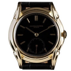 Vacheron Constantin Gold Vintage Gents Black Dial Manual Wind Wristwatch