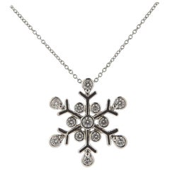 Vintage Tiffany & Co. Diamond Platinum Snowflake Pendant Necklace