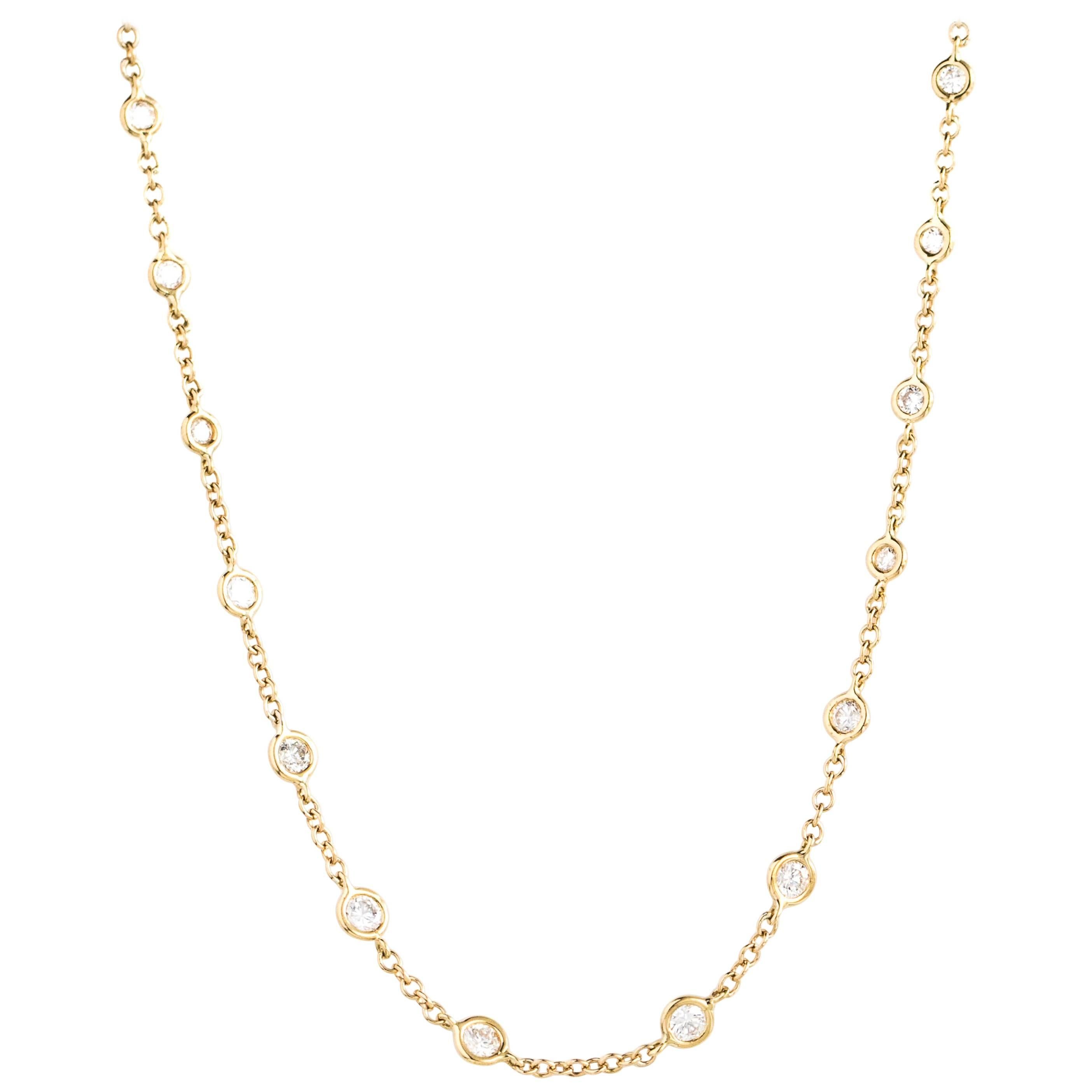 2 Carat Bezel Set Diamond Link Necklace in 14 Karat Yellow Gold