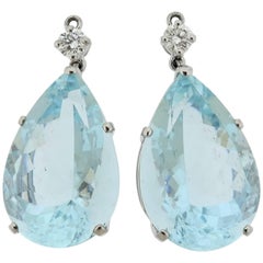 Adria de Haume Aquamarine Diamond Gold Earring Pendants