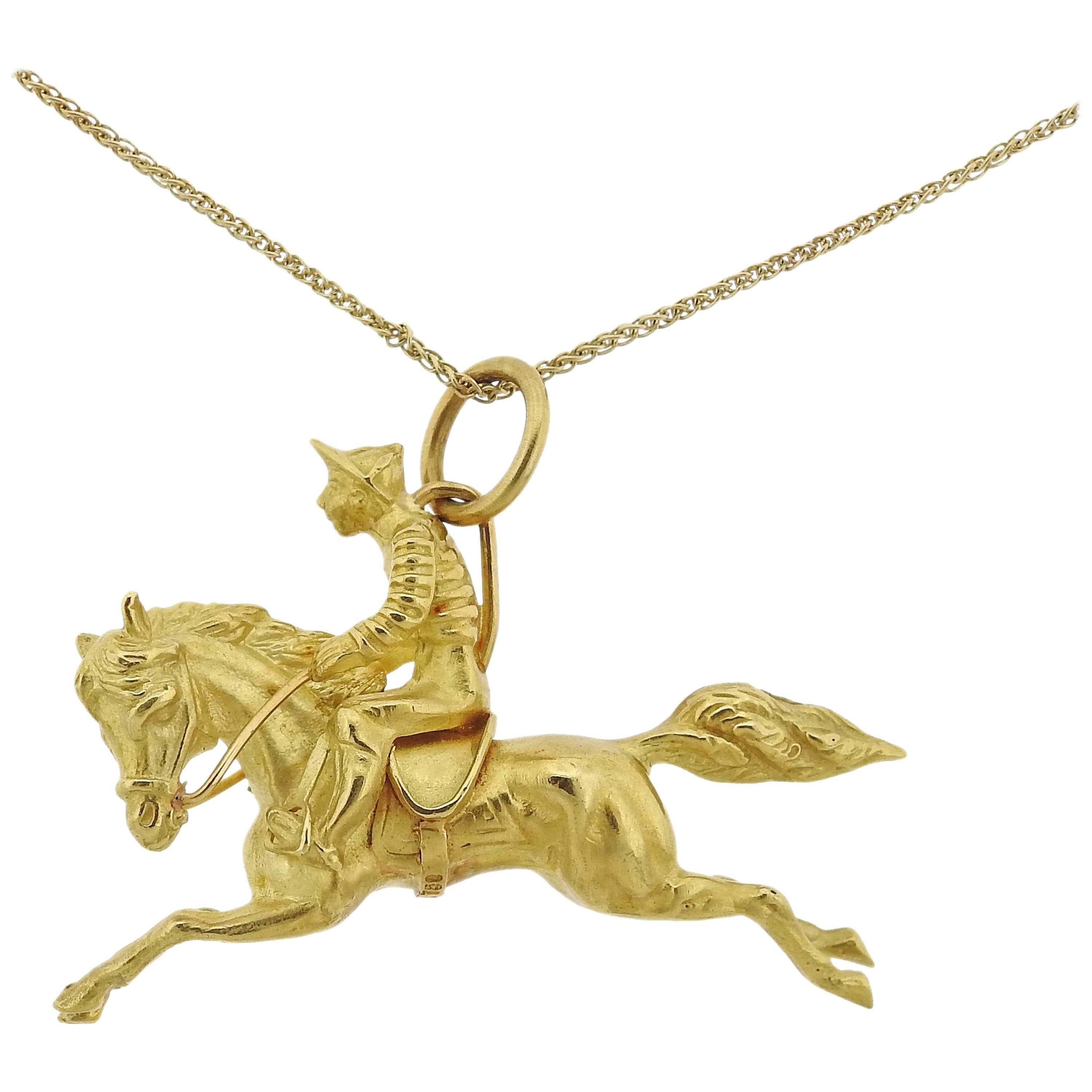 Adria de Haume Gold Jockey Pendant Necklace