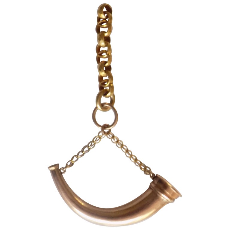 Victorian Rose Gold Horn Scent Bottle Pendant For Sale at 1stDibs