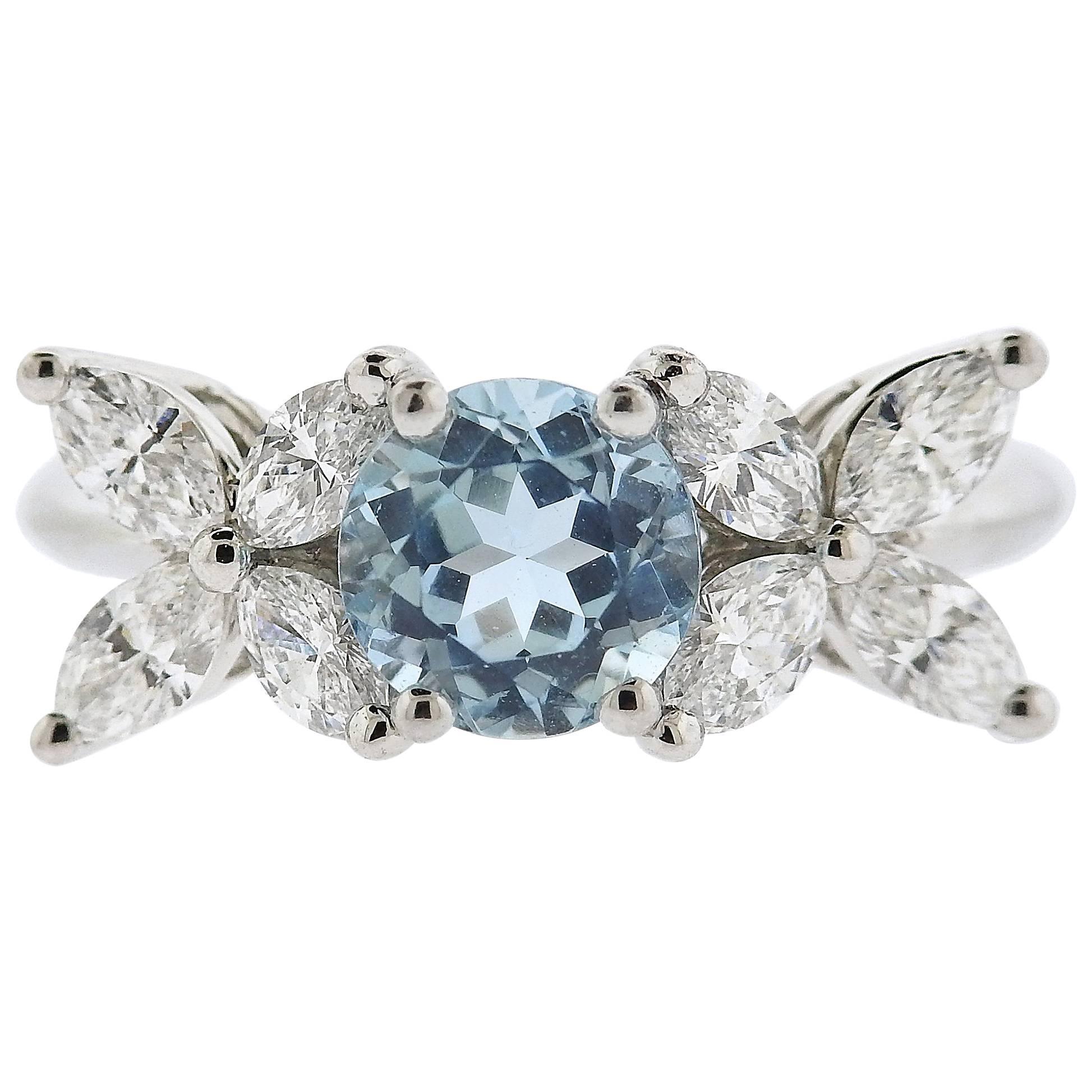 Tiffany & Co. Victoria Aquamarine Diamond Platinum Ring