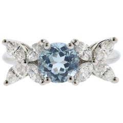 Vintage Tiffany & Co. Victoria Aquamarine Diamond Platinum Ring