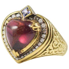 Seidengang 18 Karat Yellow Gold Heart Shaped Rubellite Tourmaline Ring