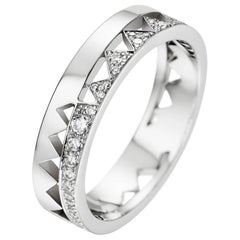 Akillis Capture Me Band Ring 18 Karat White Gold Half-Set White Diamonds for Him