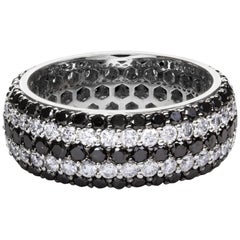 Alternating Black and White Diamond Micro-Pave Set Eternity Wedding Band