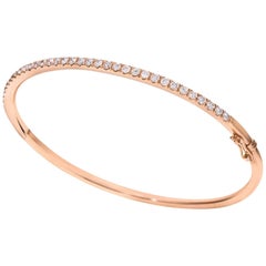 Bracelet jonc en or rose avec diamants taille ronde de 1,10 carat au total