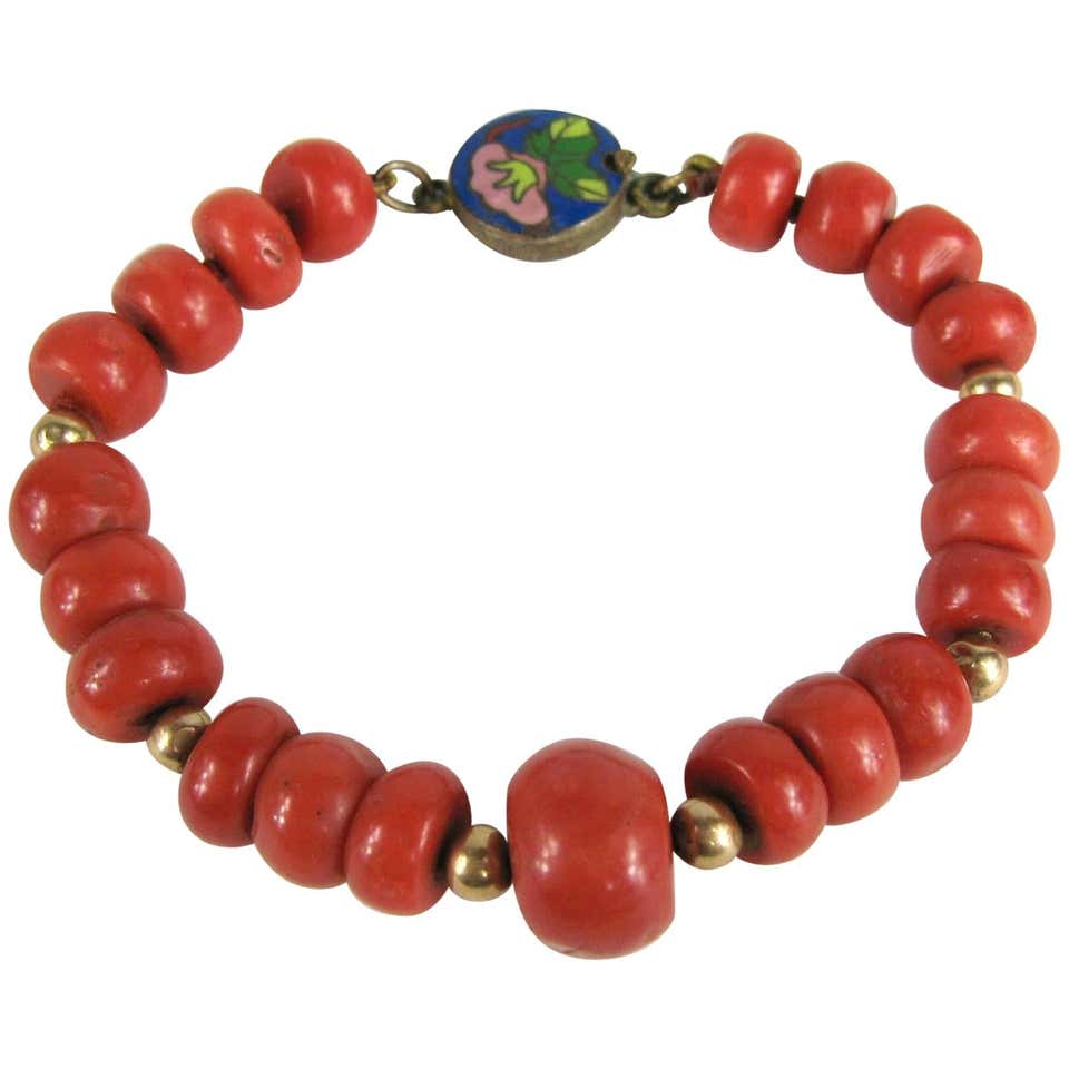 Victorian Coral Gold Bead Bracelet For Sale at 1stdibs