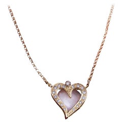 Daou Diamond Opal and 18K Yellow Gold Happy Little Heart Pendant Necklace