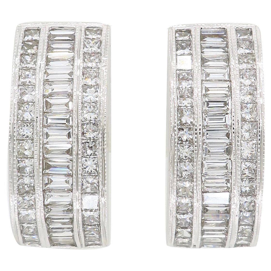 18 Karat White Gold 3.25 Carat Diamond Earrings