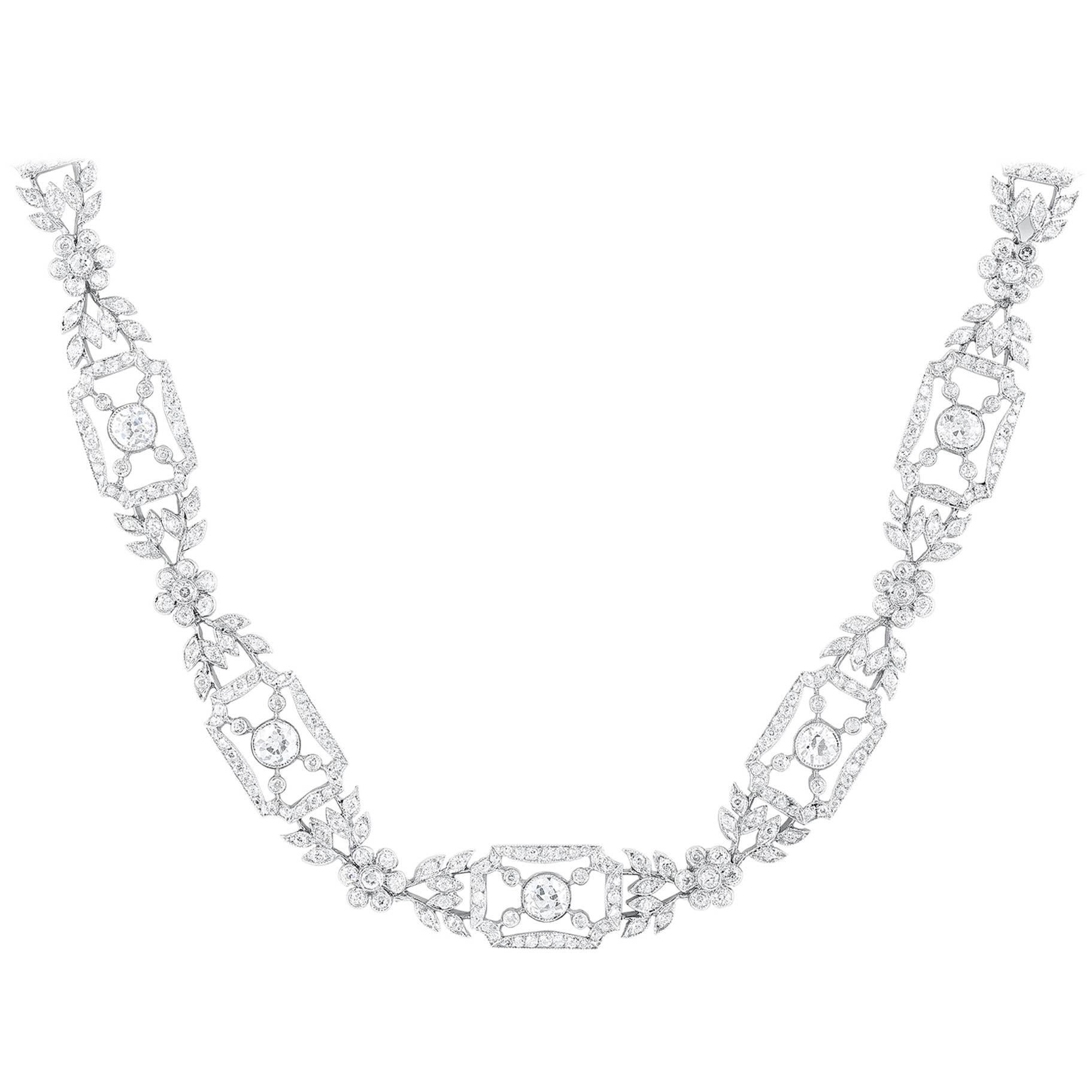 Art Deco Diamond Platinum Necklace For Sale