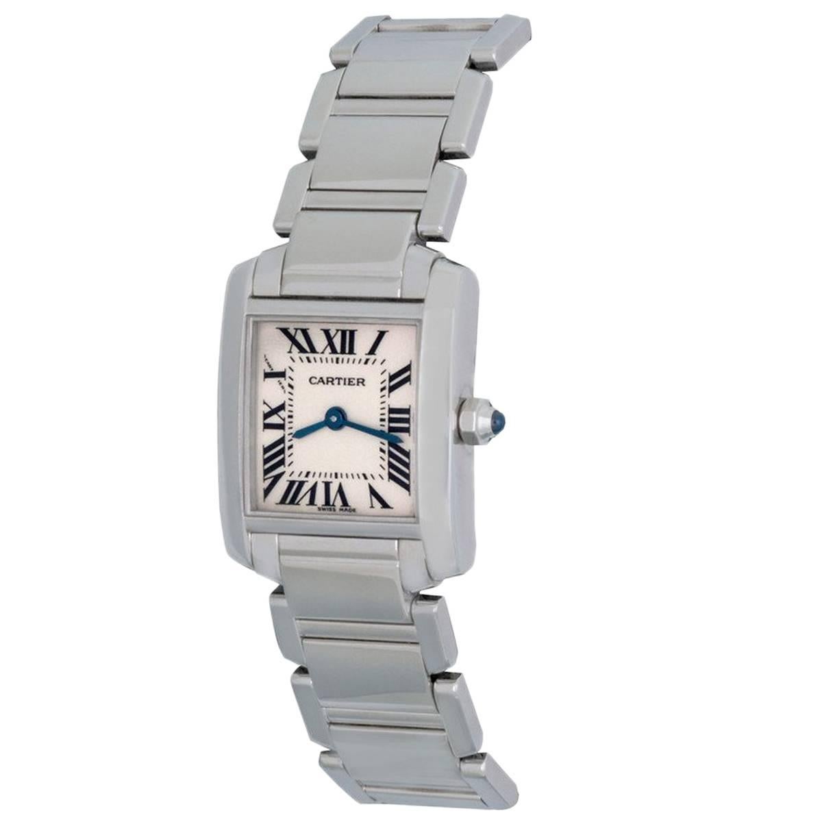 Cartier Ladies Stainless Steel Tank Francaise Quartz Wristwatch Ref W50012S3 