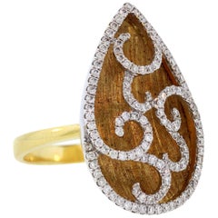 Openwork Pear Shape Gold and Diamond Ring