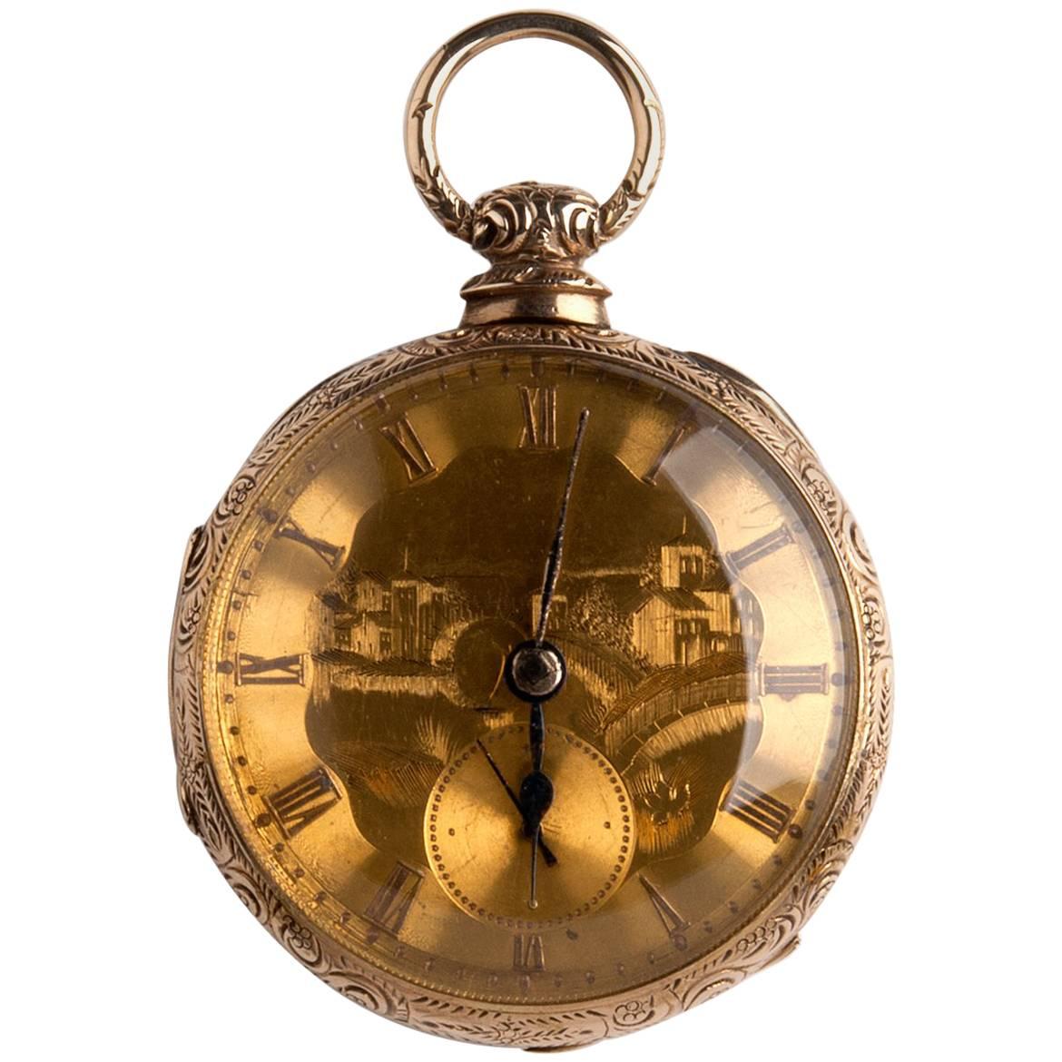 Solid 18 Karat Gold Verge Fusee Pocket Watch, Joseph Johnson, circa 1820-1830 For Sale