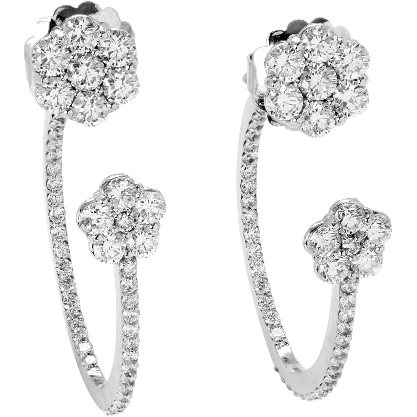 Stambolian White Diamond Cluster Two-Piece Earrings