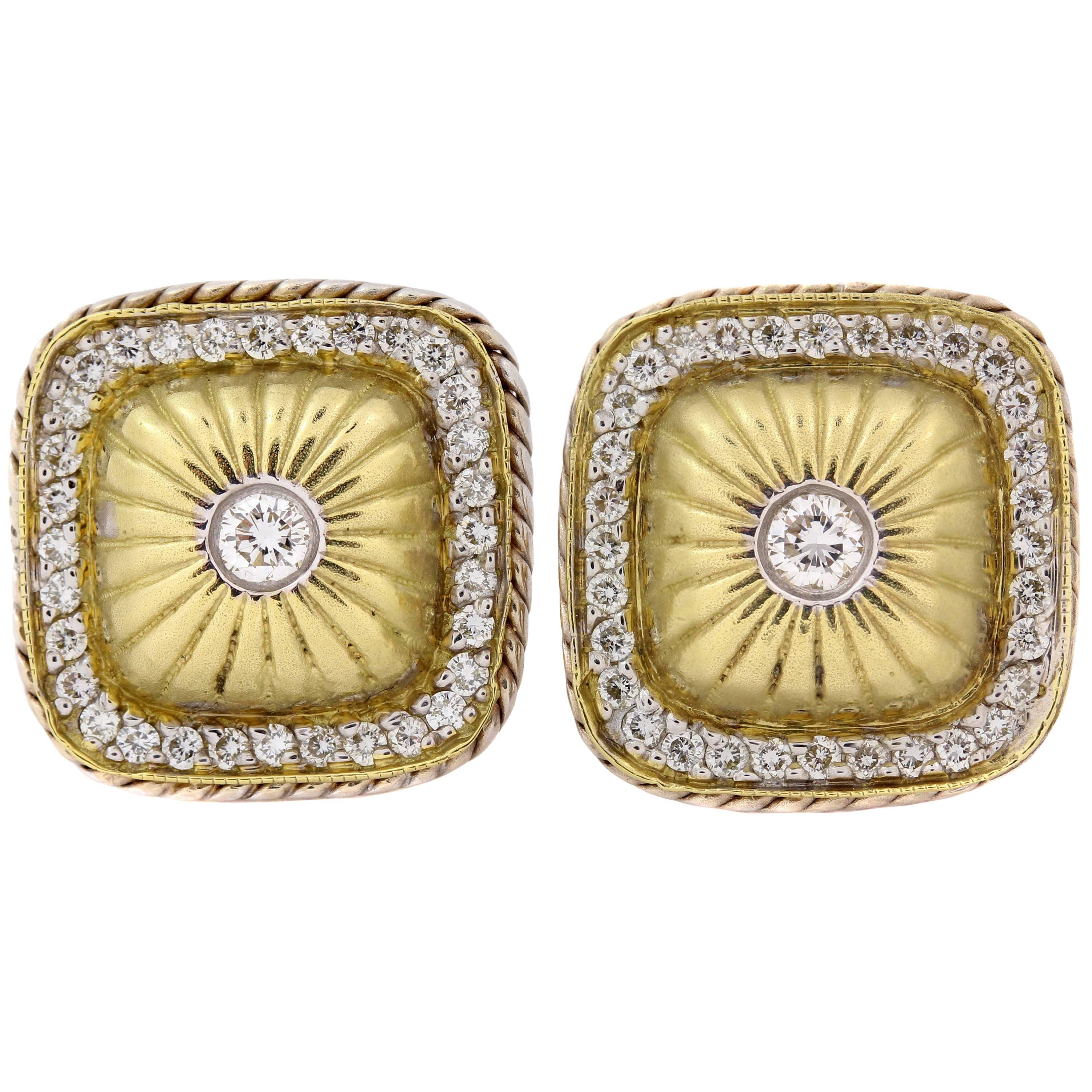 Stambolian Yellow Gold and Diamond Earrings