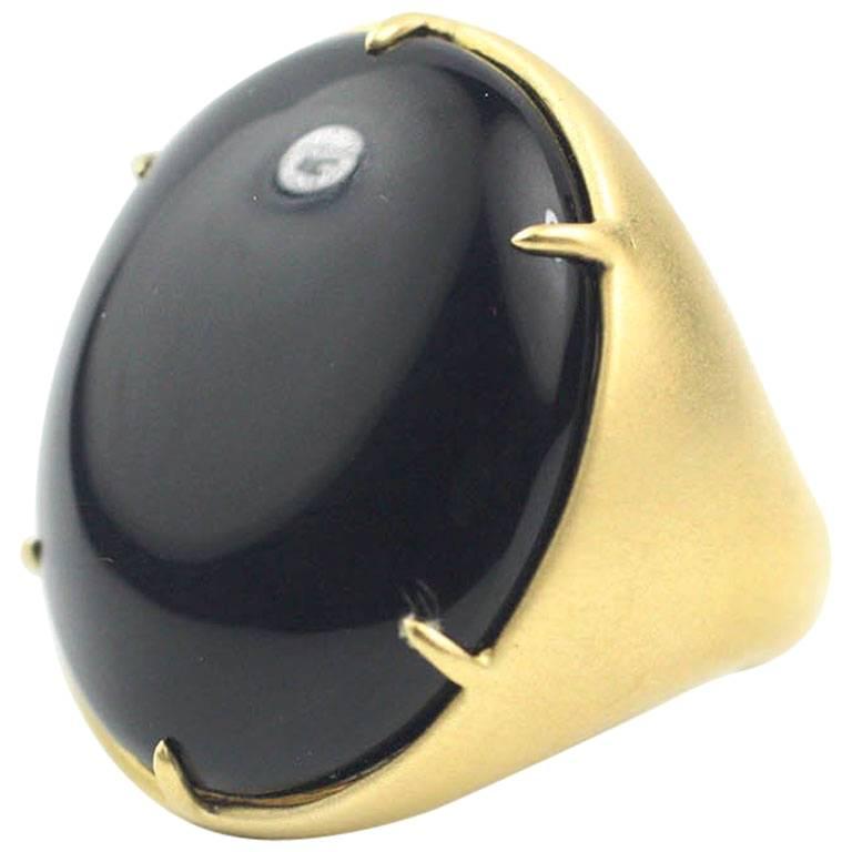 Julius Cohen Large Gold and Onyx Ring