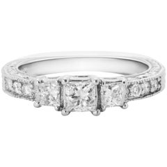 Three-Stone Princess Cut Diamond Gold Ring