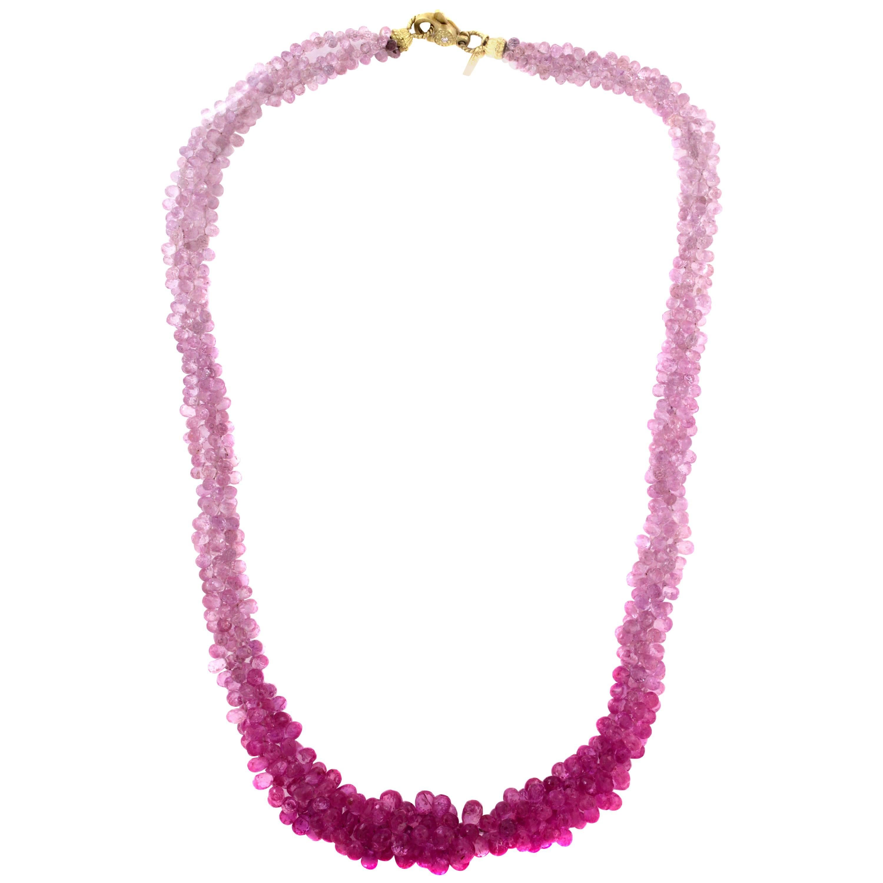 Shaded Pink Sapphire Beads Necklace