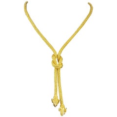 Ilias Lalaounis Collier nœud d'Hercule en or jaune 18 carats avec diamant et rubis