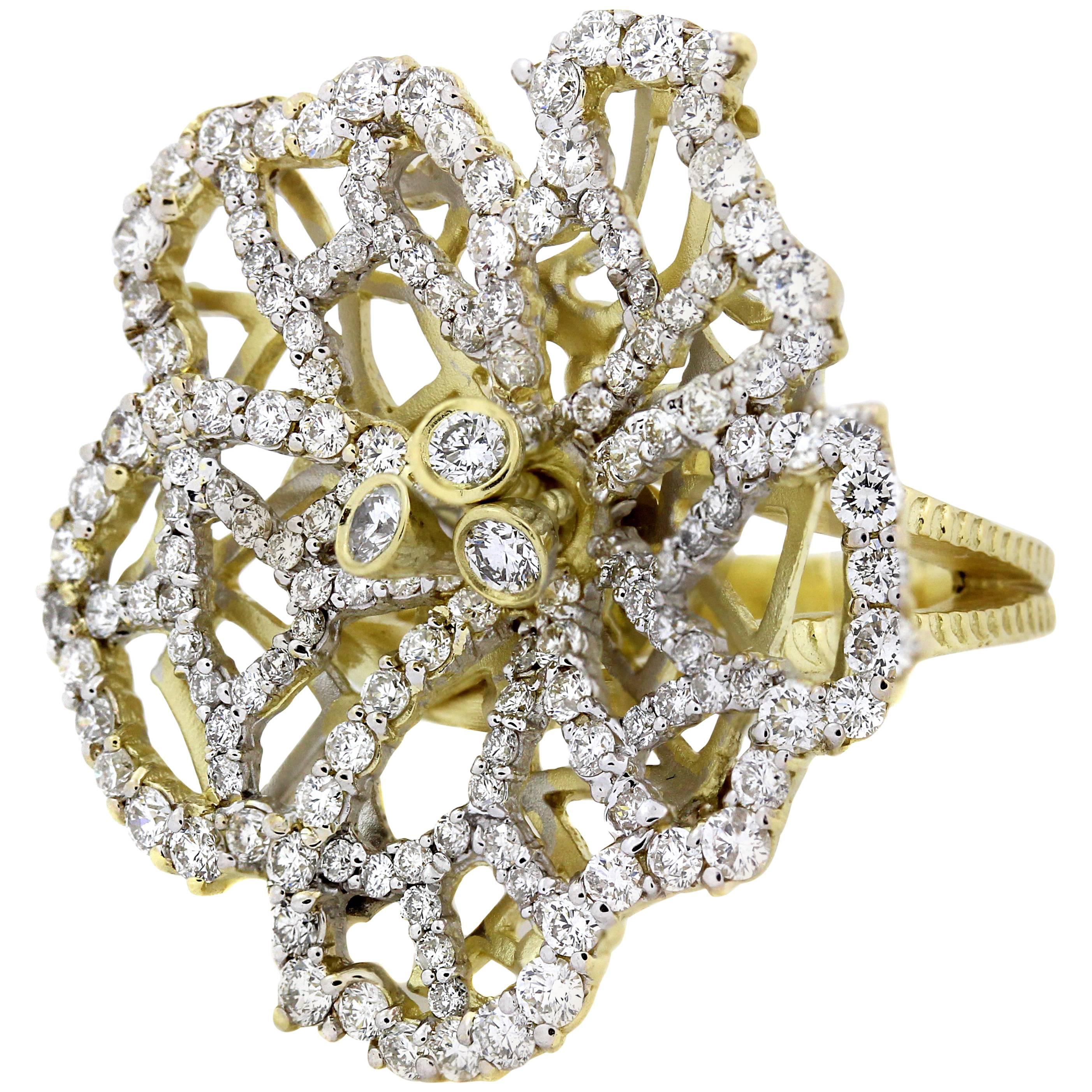 Stambolian Gold Diamond Flower Ring