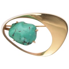 Ron Pearson Modernist Brooch with Turquoise