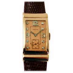 Retro Hamilton Rose Gold Diamond Dial Wristwatch