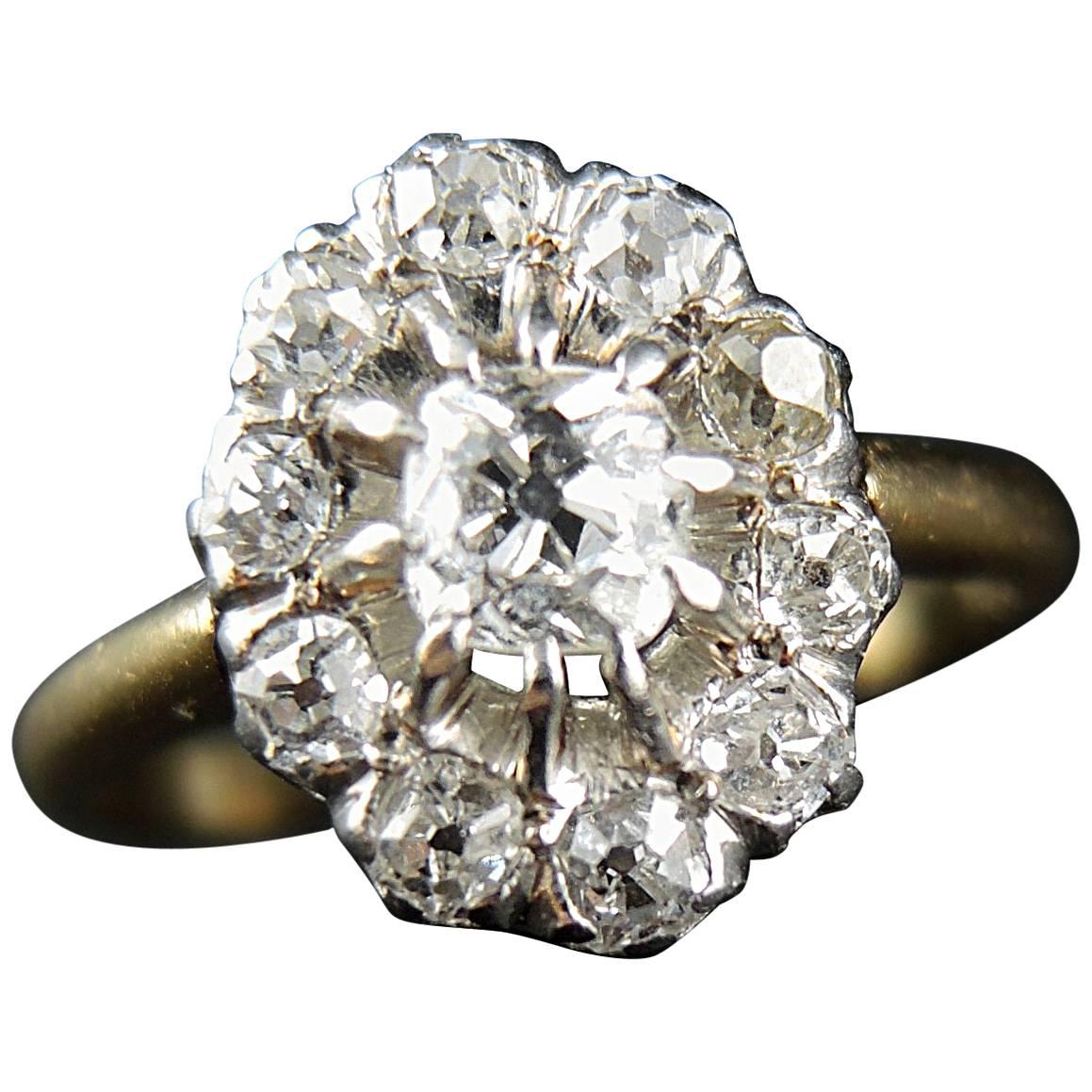 Engagement Edwardian Antique Ring with Diamonds 1.20 Carat