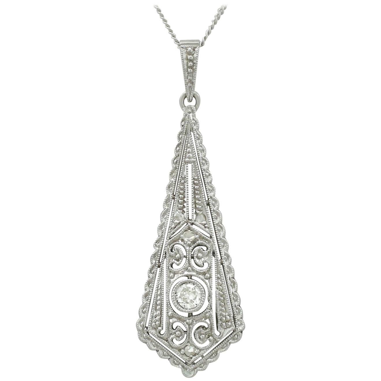 1920s Diamond White Gold Pendant