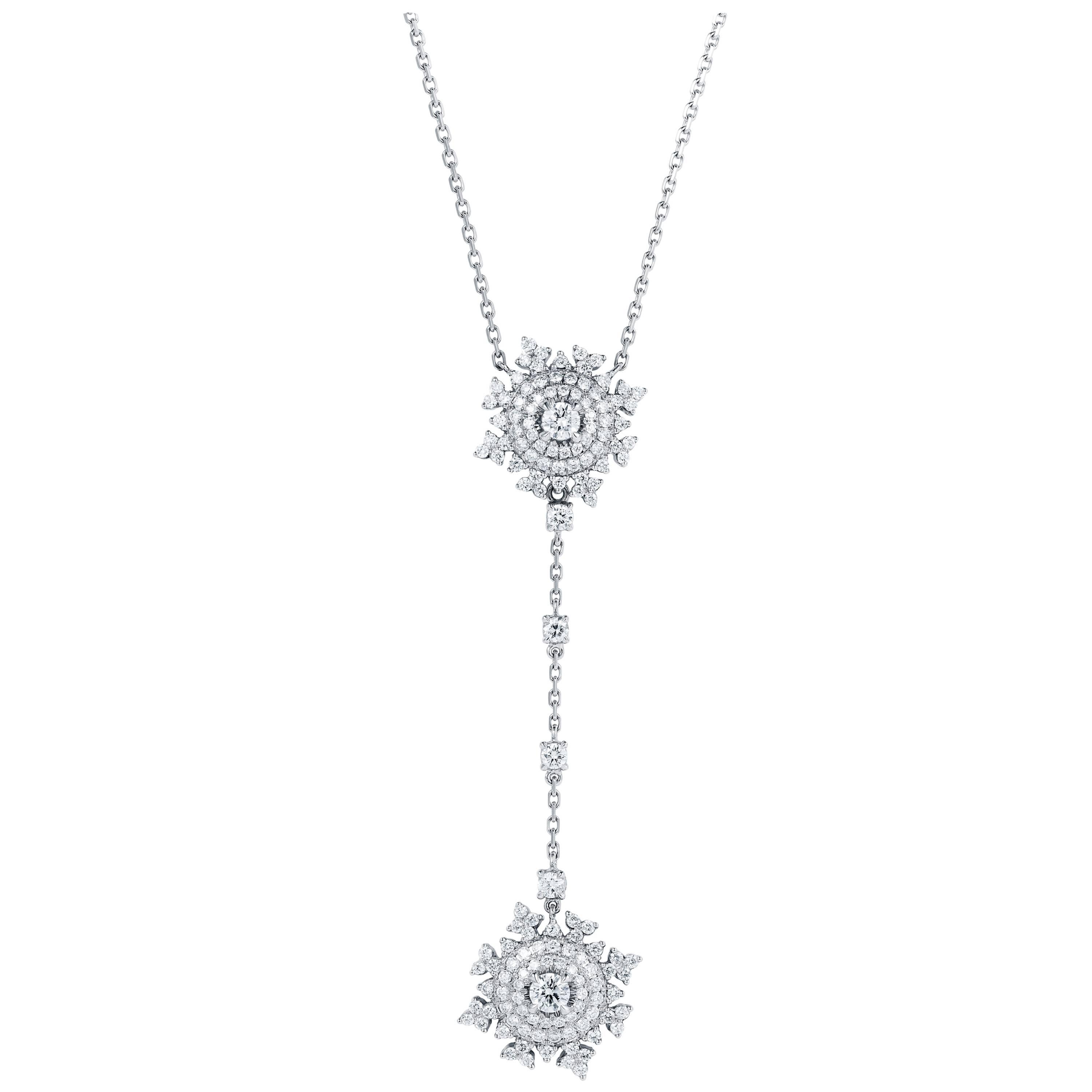 Nadine Aysoy Petite Tsarina 18K White Gold with Diamond Necklace with Pendant For Sale