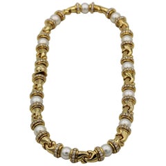 Vintage 18 Karat Yellow Gold Bulgari Passo Doppio Necklace and Earrings Set