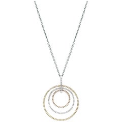 Diamond Tricolor Gold Multi-Circle Pendant Necklace