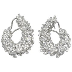 Diamond Cluster Earrings in 18 Karat White Gold with 8.65 Carat Diamonds