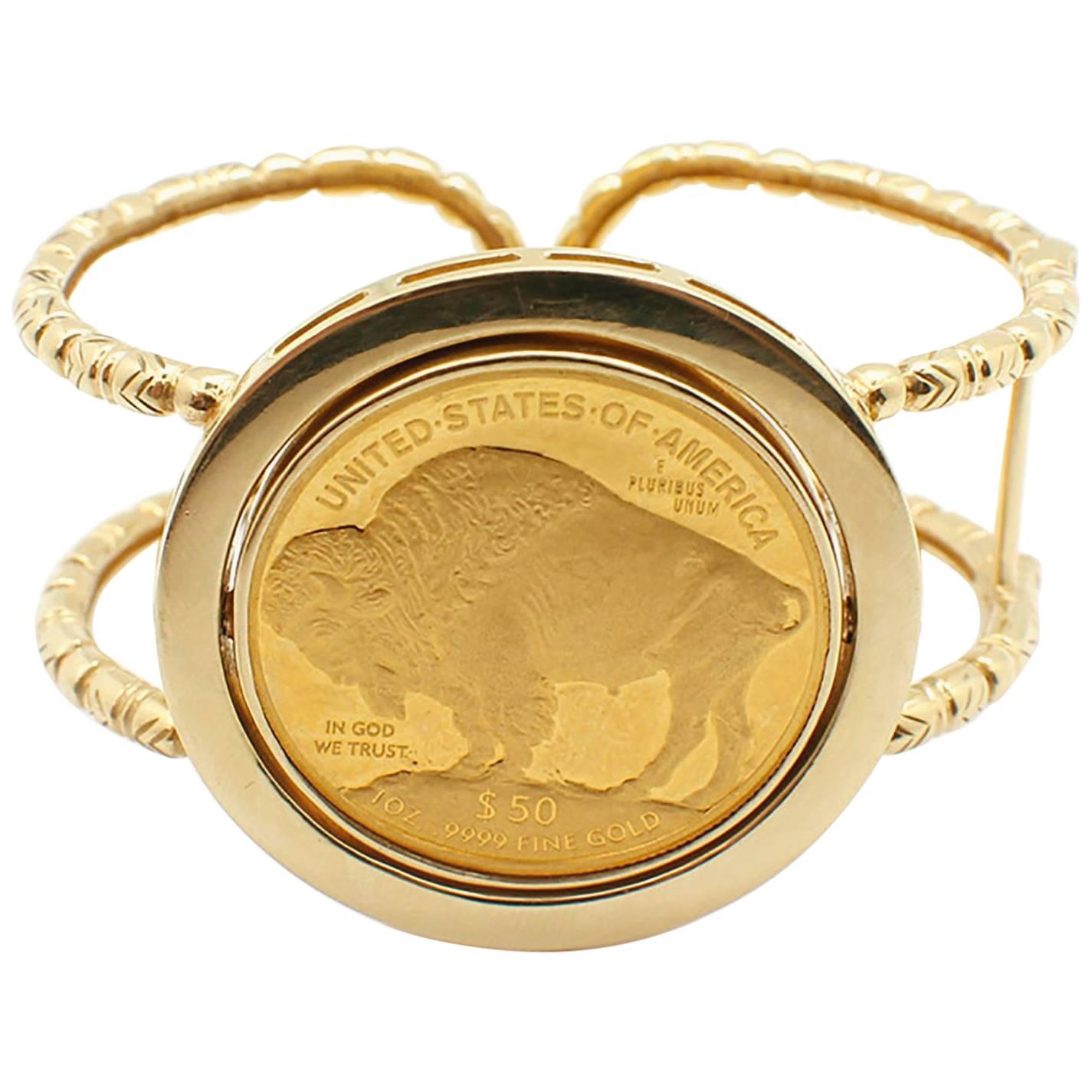 US Liberty $50 Buffalo Coin Cuff Bracelet
