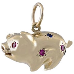 Breloque fourrure de porc en pierre précieuse