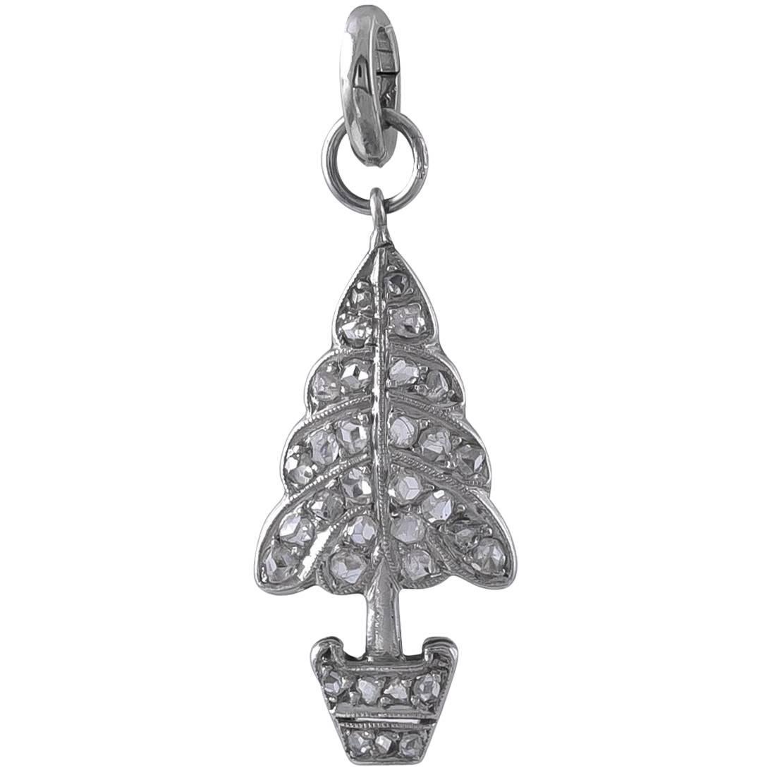 Antique Diamond and Platinum Christmas Tree Charm
