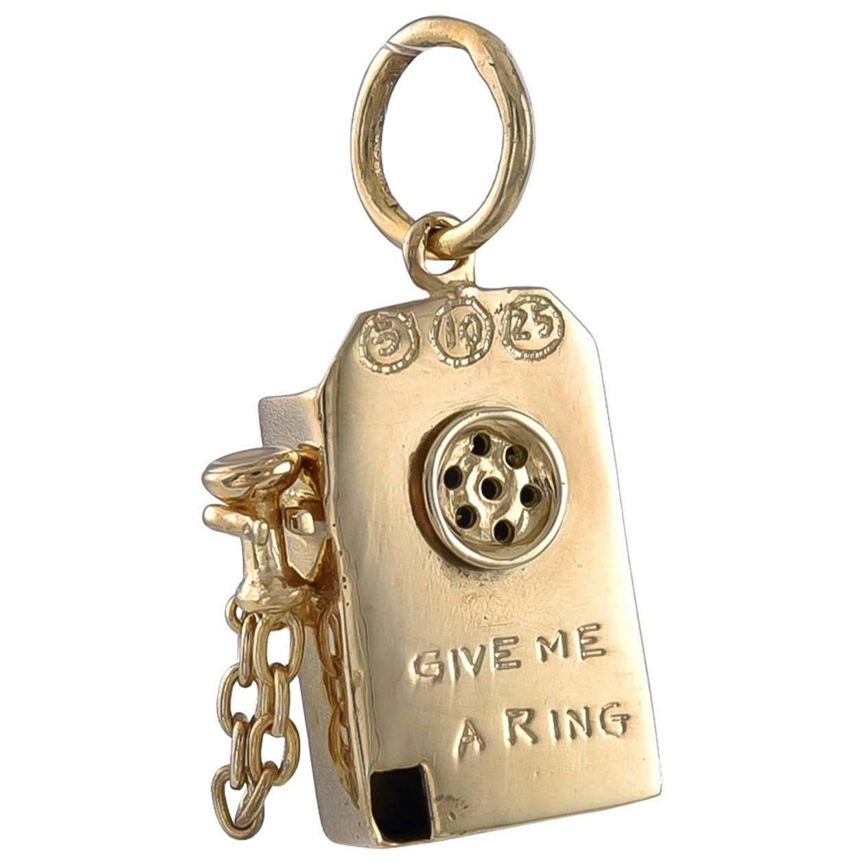 Gold Give Me a Ring Telephone Charm
