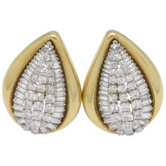 1970s René Boivin Diamond Gold Clip-On Earrings