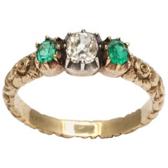 victorian emerald ring 1840s Emerald and Diamond Ring